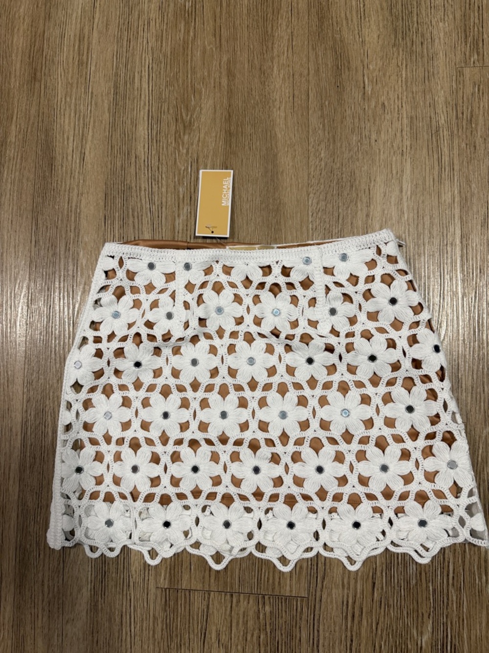 Michael Kors White Crochet A-line  Mini Skirt S